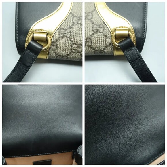 GUCCI Osiride Brown&Black Canvas&Leather Shoulder Bag 878-061825 - Picture 8 of 12